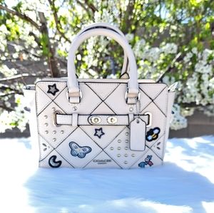 Coach Swagger Blake Souvenir Embroidery Patchwork Satchel Chalk White (Rare)